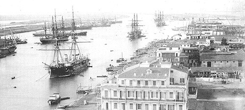 Port Said (Egypt) on the Suez Canal, circa 1880 (Public Domain)