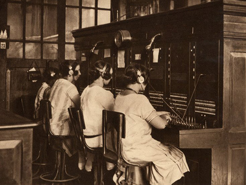 Operators at a telephone central, 1920s