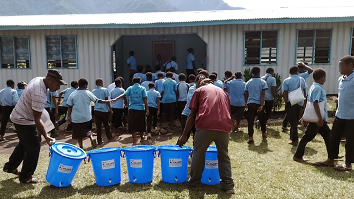 Clean water filters delivered to a school in PNG