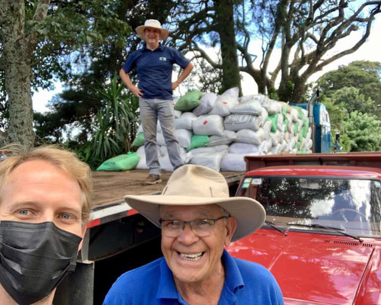 Our team members deliver some of the compost