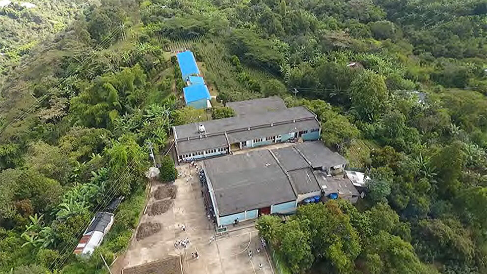 Aerial view of school in Colombia