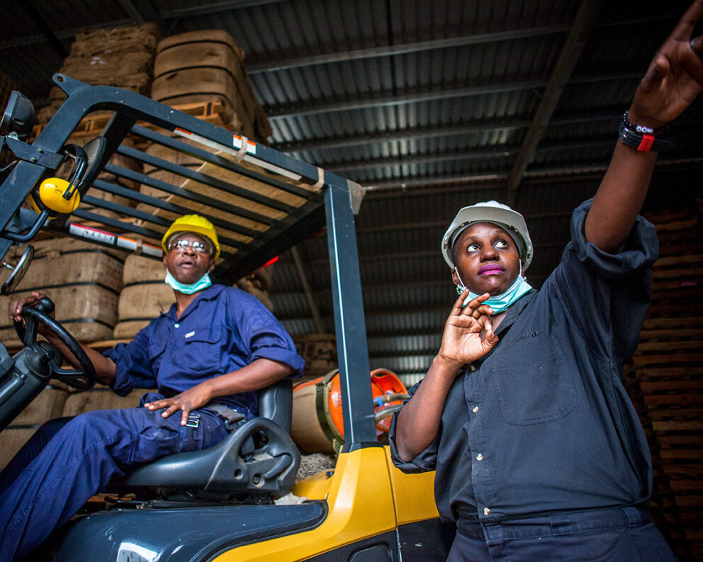 Working in our factory in Uganda