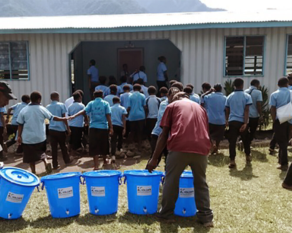 Clean water filters delivered to a school in PNG