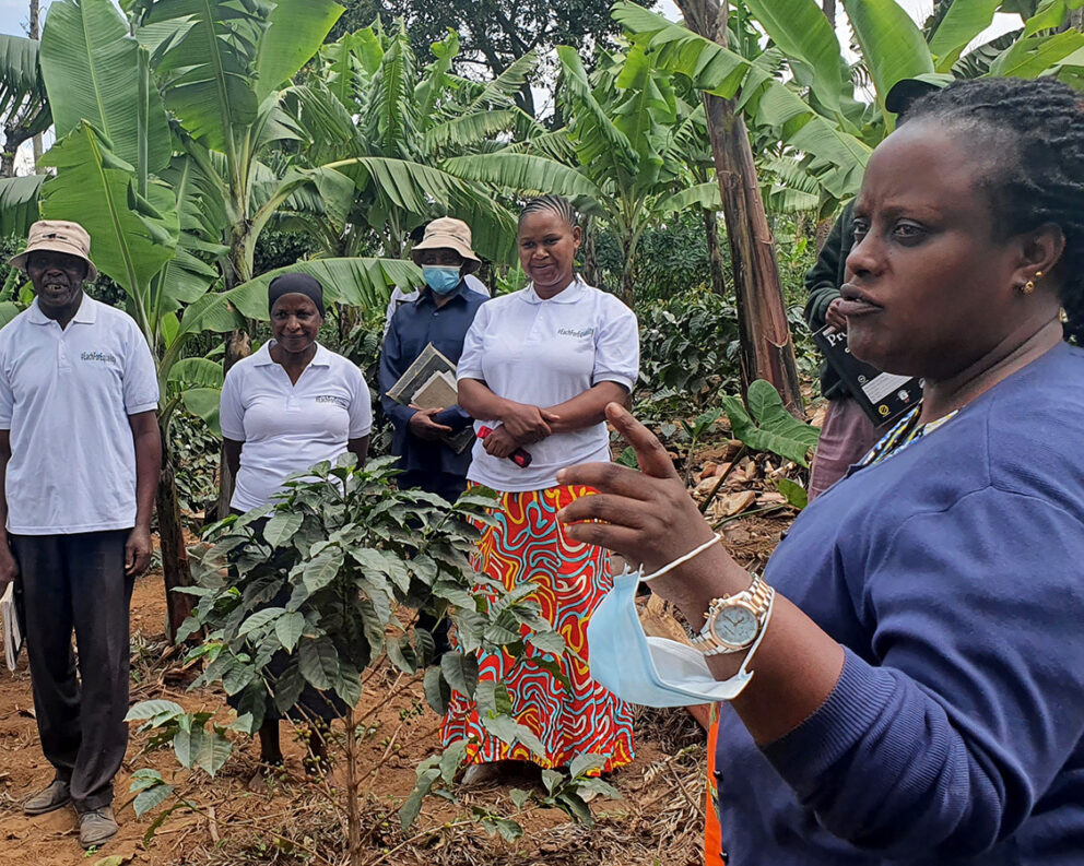 Grace Murungi visits farmers involved in the GALS programme.